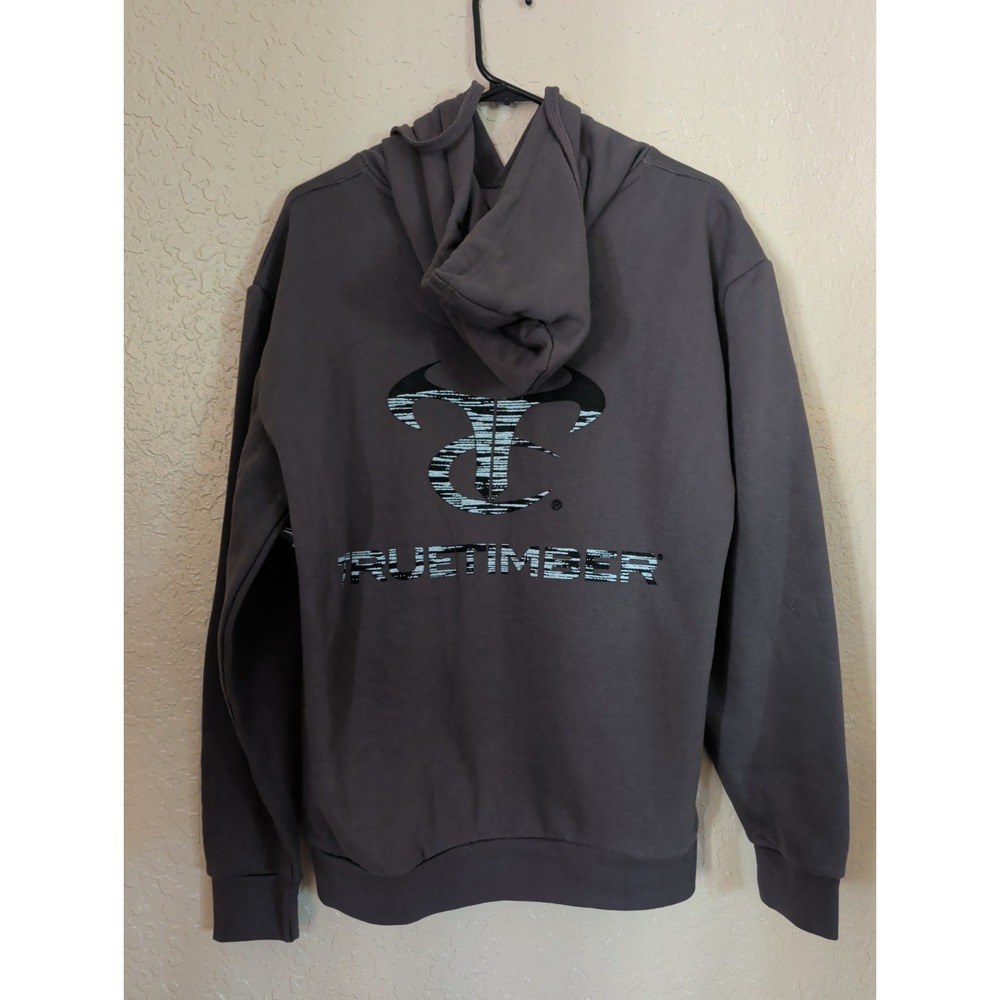 Truetimber gray pullover mens hoodie sweatshirt front pocket & Logo on back New